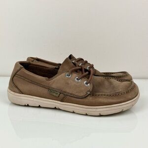 Casual Brown Leather Boat-Style Sneakers for Women - Easy Everyday Wear